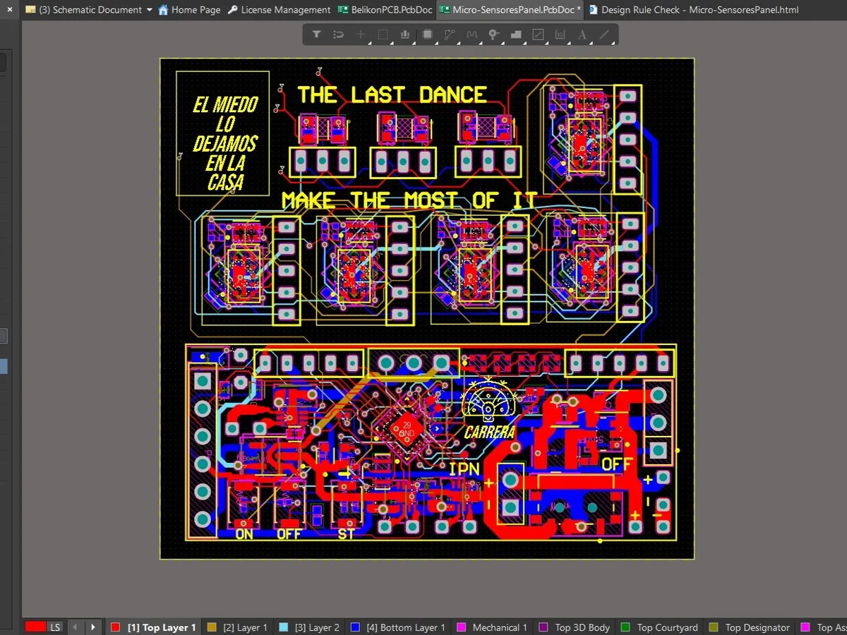 PCB routing and layer stack-up for the control board in Altium Designer
